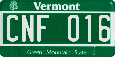 VT license plate CNF016