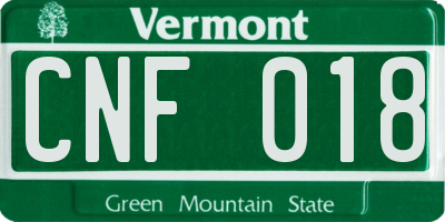 VT license plate CNF018