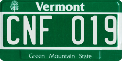 VT license plate CNF019