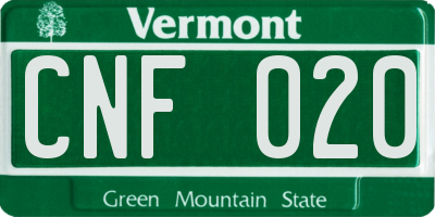 VT license plate CNF020