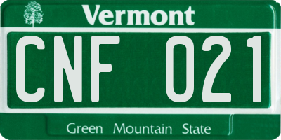 VT license plate CNF021