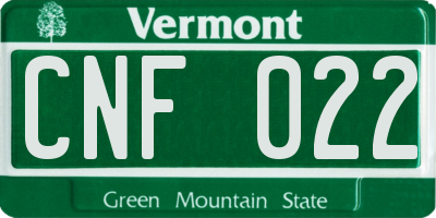 VT license plate CNF022