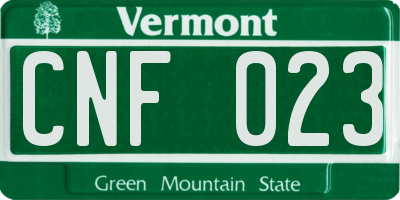 VT license plate CNF023