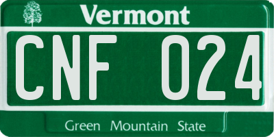 VT license plate CNF024