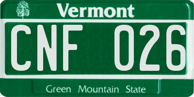 VT license plate CNF026