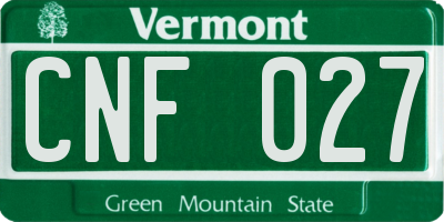 VT license plate CNF027