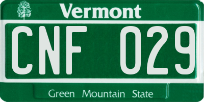 VT license plate CNF029