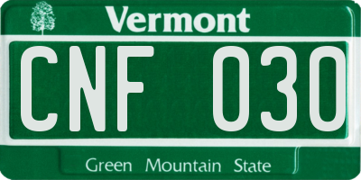 VT license plate CNF030