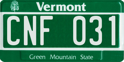VT license plate CNF031