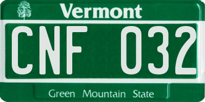 VT license plate CNF032