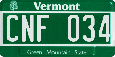 VT license plate CNF034