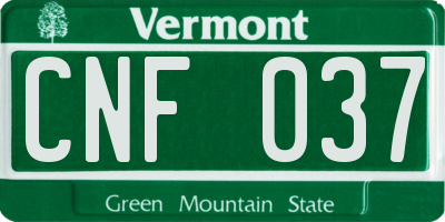 VT license plate CNF037