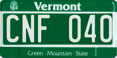 VT license plate CNF040