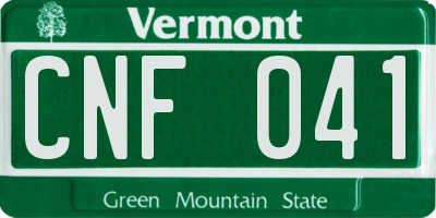 VT license plate CNF041