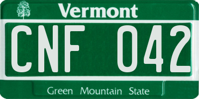 VT license plate CNF042