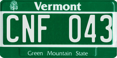 VT license plate CNF043