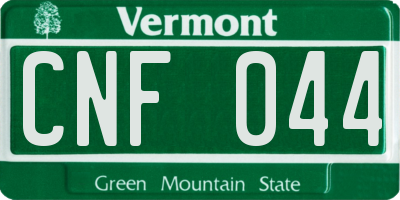 VT license plate CNF044