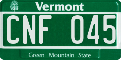 VT license plate CNF045