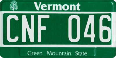 VT license plate CNF046
