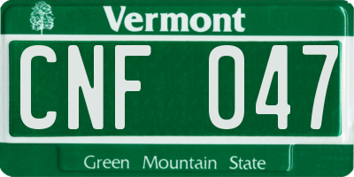 VT license plate CNF047