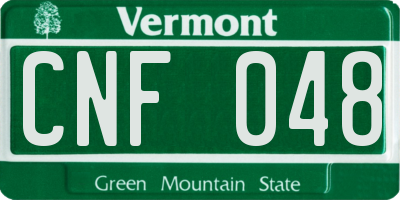 VT license plate CNF048