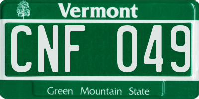 VT license plate CNF049