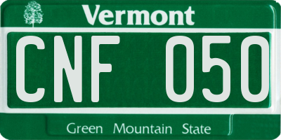 VT license plate CNF050