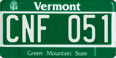 VT license plate CNF051