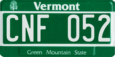 VT license plate CNF052