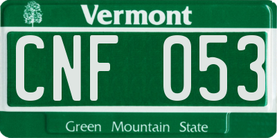 VT license plate CNF053