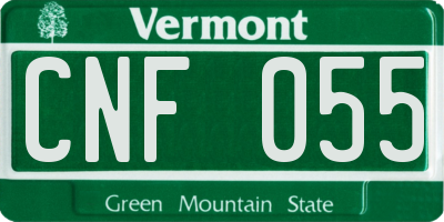 VT license plate CNF055