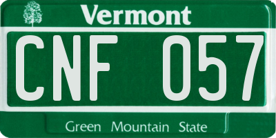 VT license plate CNF057