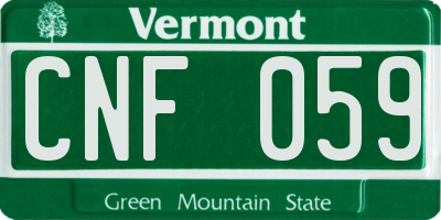 VT license plate CNF059