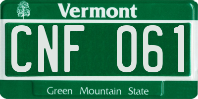 VT license plate CNF061