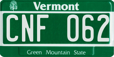 VT license plate CNF062