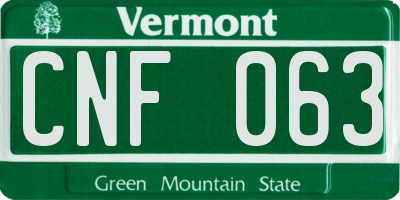 VT license plate CNF063