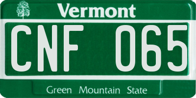 VT license plate CNF065