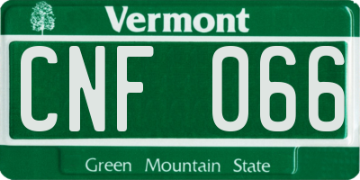 VT license plate CNF066