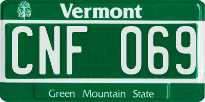 VT license plate CNF069