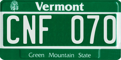 VT license plate CNF070