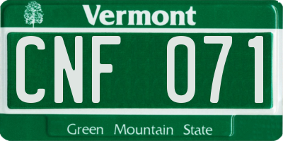 VT license plate CNF071
