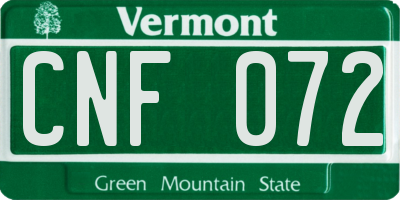 VT license plate CNF072