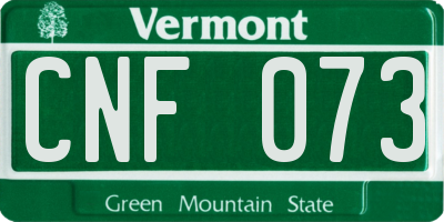VT license plate CNF073