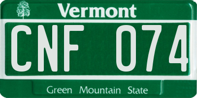 VT license plate CNF074