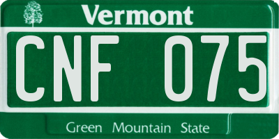 VT license plate CNF075