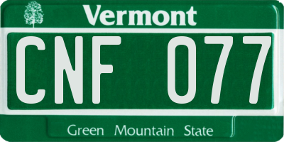 VT license plate CNF077