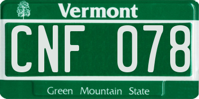 VT license plate CNF078