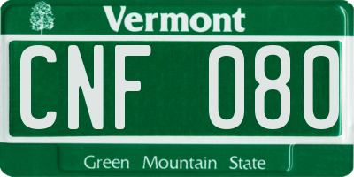 VT license plate CNF080