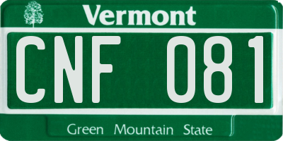 VT license plate CNF081