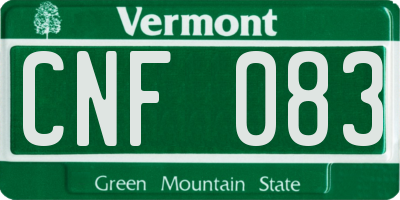 VT license plate CNF083